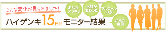 ハイゲンキ15日間モニター結果